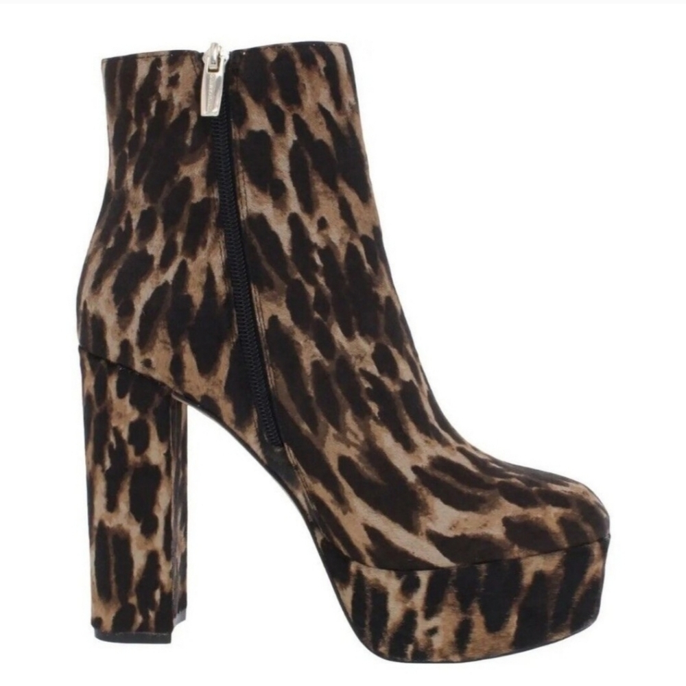 Vince Camuto Women's Leslieon 3 Leopard Ankle Square Toe Platform Boots Size 11